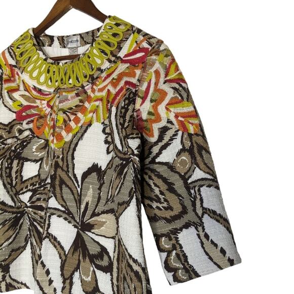 Chicos VTG Multicolored Tropical Floral Blazer Jacket Coastal Grandma M 8 Size 1 - Picture 2 of 11